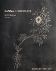 The front label of Kanna Extract Company’s organic Kanna Chocolate containing the Bliss Extract and organic Cacao which are available for purchase and offered wholesale or bulk.