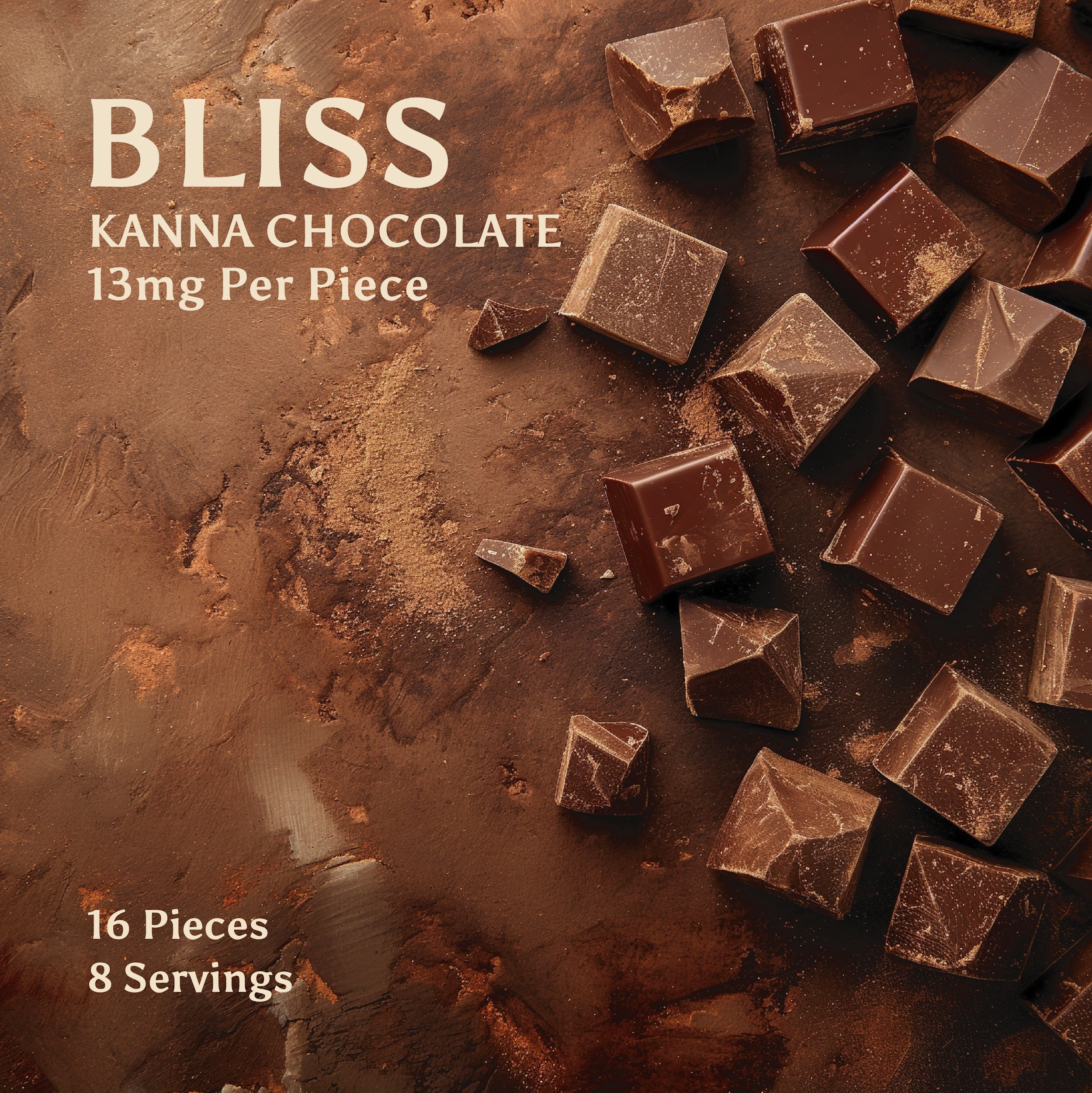 An image of pieces of organic chocolate infused with organic kanna extract made by Kanna Extract Company for sale with wholesale and bulk sceletium tortuosum