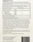 Back of Unflavored Kanna Drops label by Kanna Extract Co., featuring supplement facts, ingredients, and recommended usage. Contains 2ml of pure Sceletium tortuosum (kanna) extract in a 5ml dropper bottle. Bulk and wholesale purchase options available.