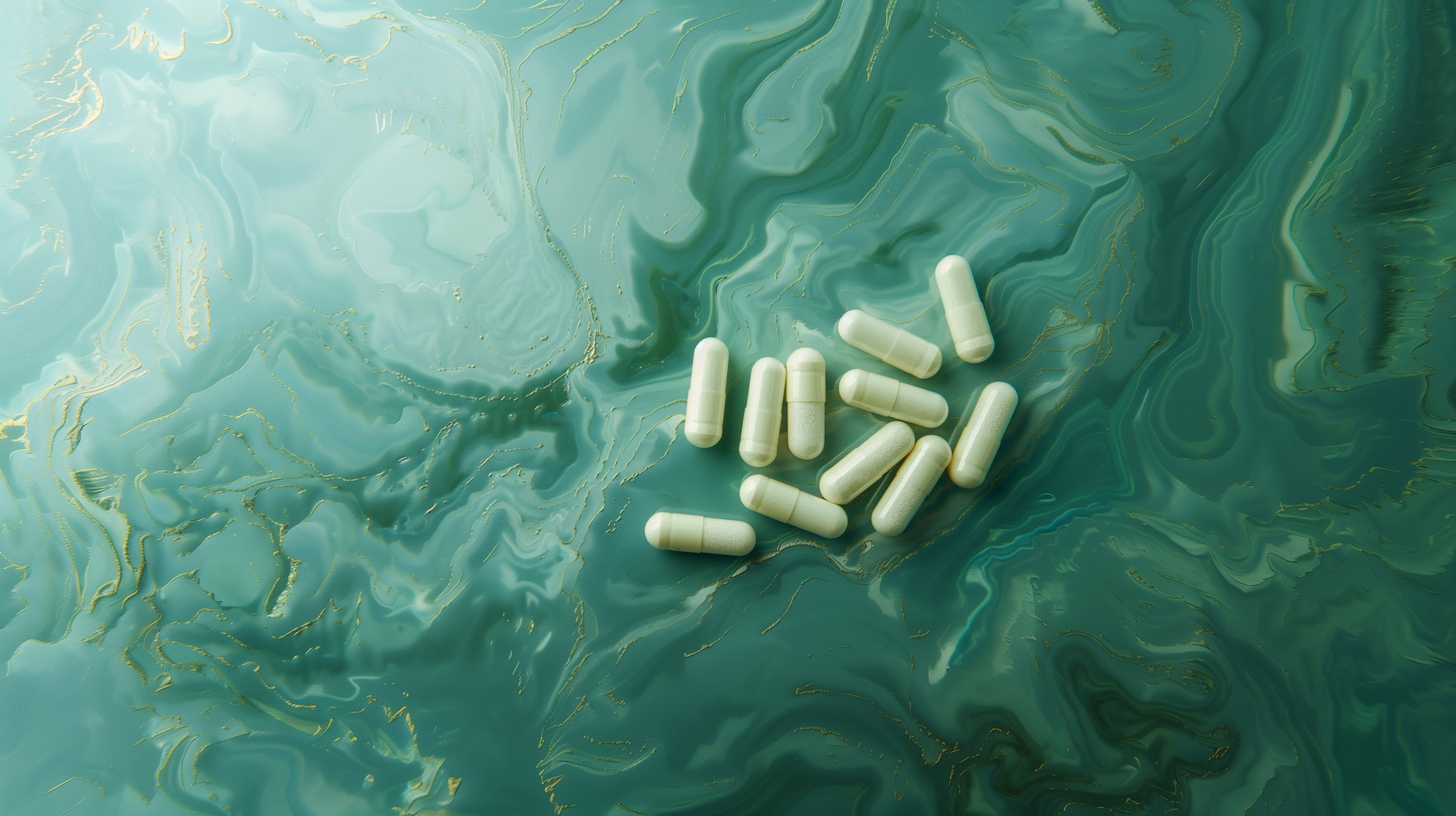 Relax Kanna Dailies capsules from Kanna Extract Co. on green marbled background, formulated with kanna and calming adaptogens