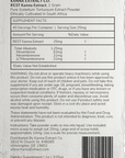 Rest Kanna Extract’s back package label made by Kanna Extract Company from 1 gram of pure and organic Sceletium tortuosum. Text states 40 servings per container, supplement facts, ingredients, instructions, warnings and offers bulk or wholesale prices.