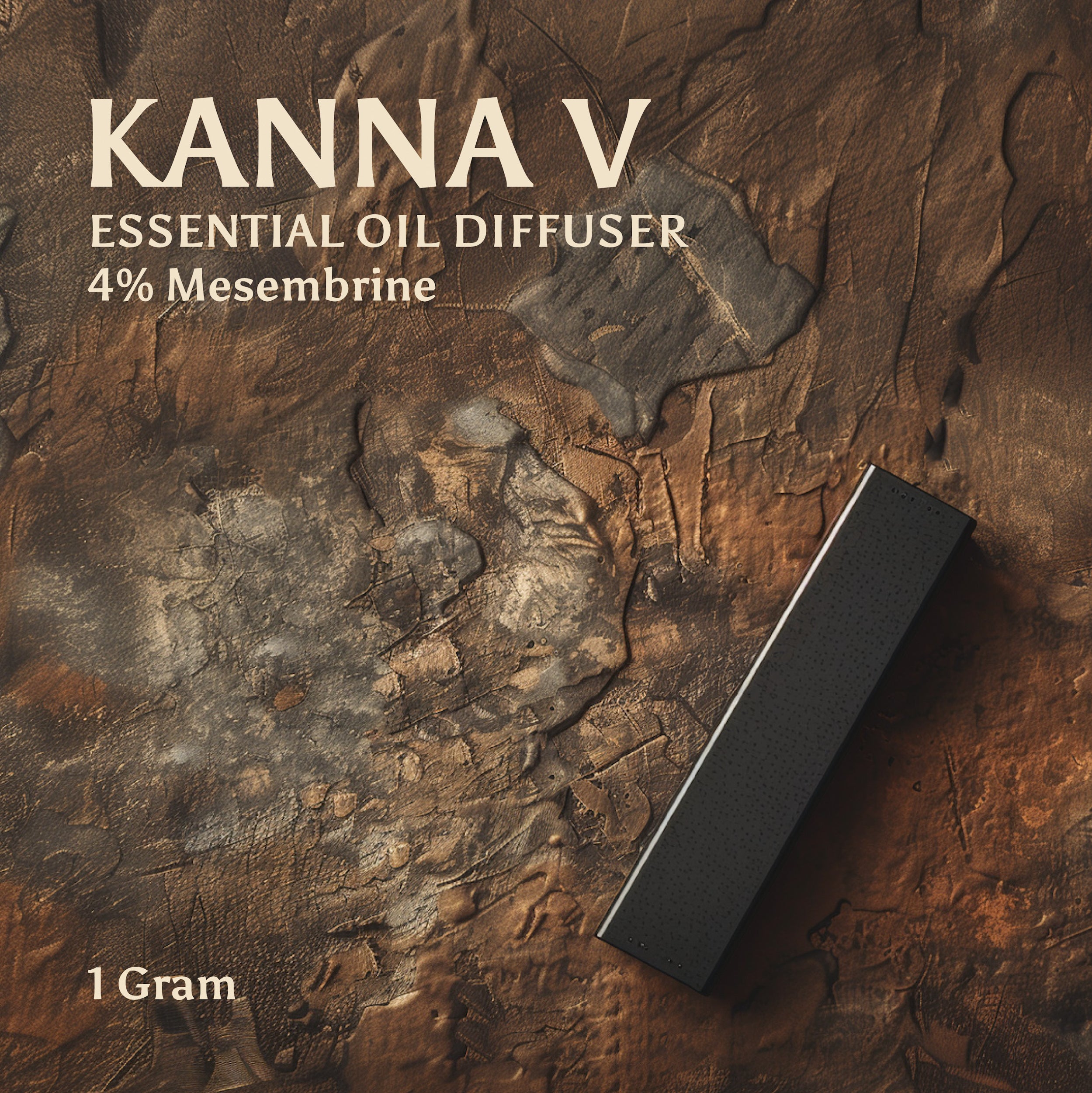 An Image of a kanna extract essential oil diffuser on an earth tone texture surface, made by kanna extract company with organic sceletium tortuosum for sale with bulk kanna sale options as well as wholesale discounts