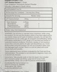 An image of the back label for the kanna extract company lift kanna extract powder 1 gram made from pure sceletium tortuosum ethically cultivated in South Africa. The label provides the mesembrine alkaloid quantities, instructions, warnings, bulk wholesale pricing for organic kanna extract.