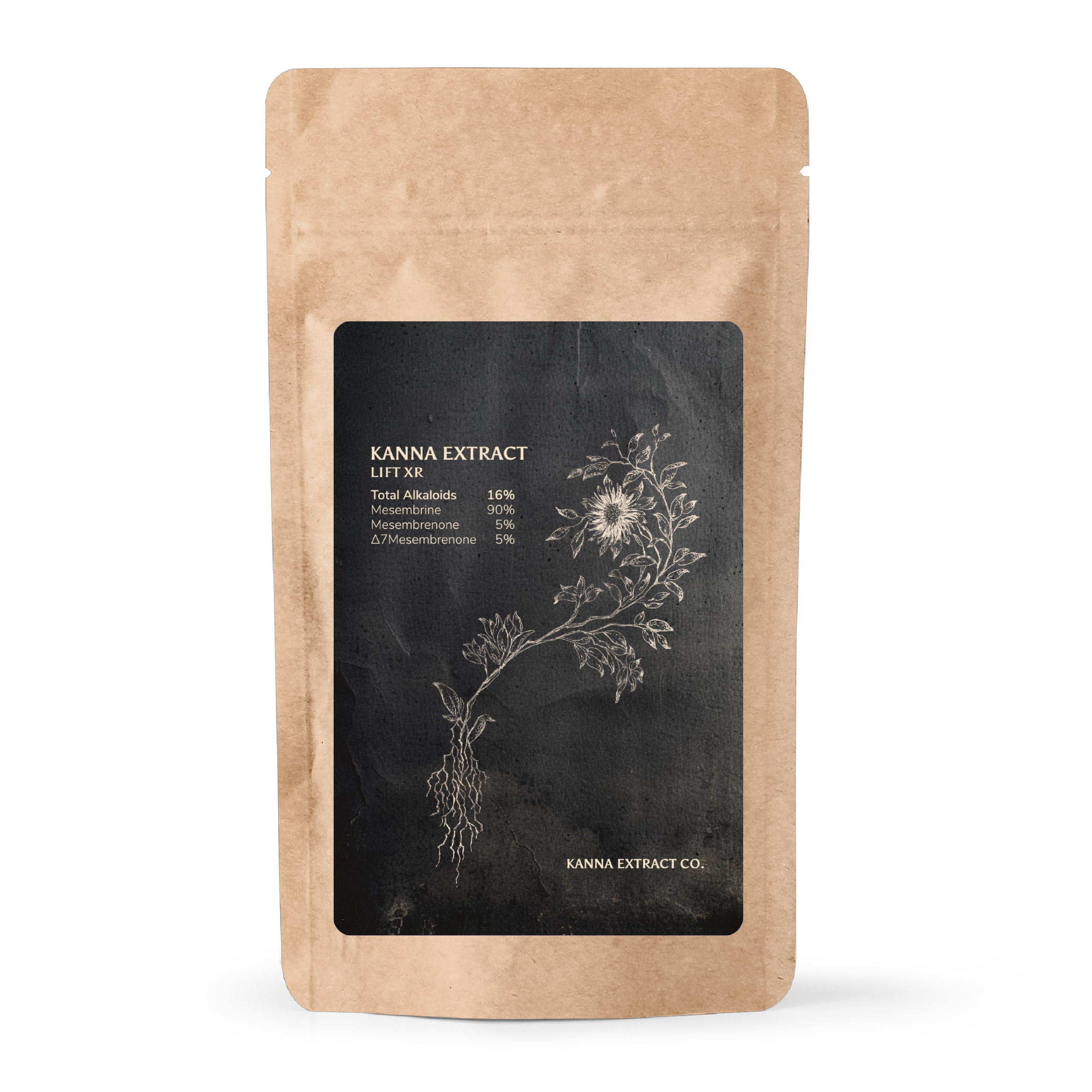 LIFT XR Kanna Extract pouch, front: 1 gram of Sceletium tortuosum extract powder