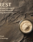 REST kanna extract powder in a glass jar with micro-scoop, 5% total alkaloids, 25mg mesembrine per gram
